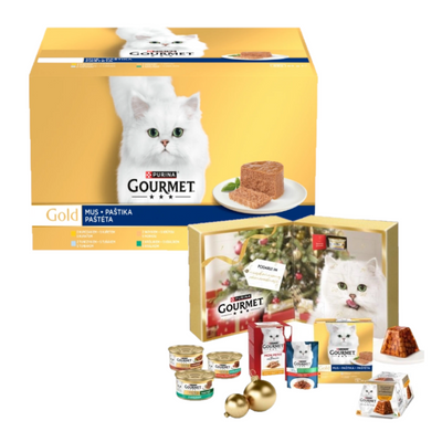 Purina Gourmet Gold kattenvoer mousse 48 x 85 g + Purina® Gourmet™ - Kerstfeest voor de katachtige fijnproever - adventskalender