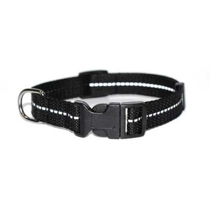 DINGO reflecterende webbing halsband zwart 1,6 x 28-48cm