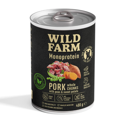 Wild Farm Monoprotein Varkensvlees 6x400g hypoallergeen hondenvoer