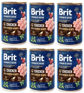 Brit Premium By Nature Kip met Kippenhartjes 6x400g