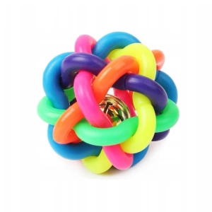 NUXIE Hondenspeeltje geweven rubberen bal met bel 6cm