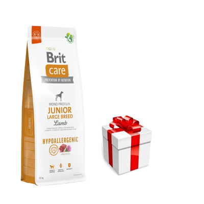 BRIT CARE Hond Hypoallergeen Junior Lam Grote Rassen 12kg + GRATIS een verrassing voor je hond!