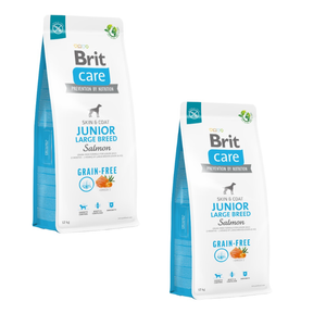 BRIT CARE Hond Graanvrij Junior Large Breed Zalm 2x12kg