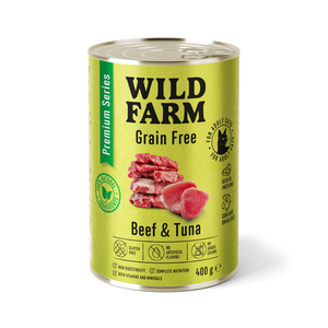 WILD FARM Premium Graanvrij Rundvlees en Tonijn 400g - graanvrij kattenvoer