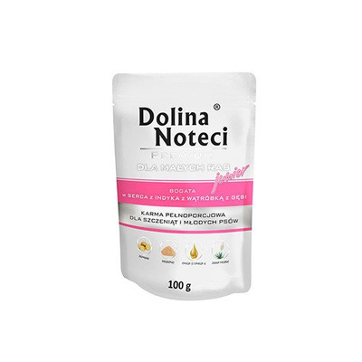 Dolina Noteci Premium voor kleine honden Junior Rijk aan Kalkoenhart en Ganzenlever 100g