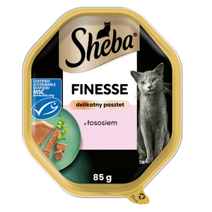 SHEBA Finesse tray 85 g - volledig natvoer voor volwassen katten, met zalm, in pate