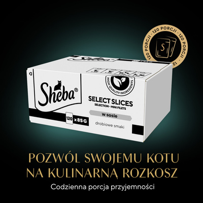 SHEBA Selection Select Slices Gevogelte Smaakzakjes 120x85 g - nat volledig voer voor volwassen katten, in saus