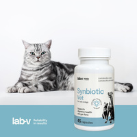 LAB-V Synbiotic Vet - ondersteuning van de gastro-intestinale gezondheid en darmflora voor honden en katten 45 capsules