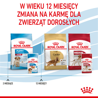 ROYAL CANIN Medium Puppy 140g natvoer in saus voor puppy's tot 12 maanden, middelgroot ras
