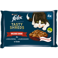 FELIX Smakelijke Snippers Voedsel voor Volwassen Katten land smaken in saus 4x80g