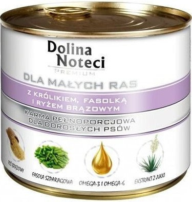 Dolina Noteci Premium voor kleine honden met Konijn, Bonen en Rijst 185g