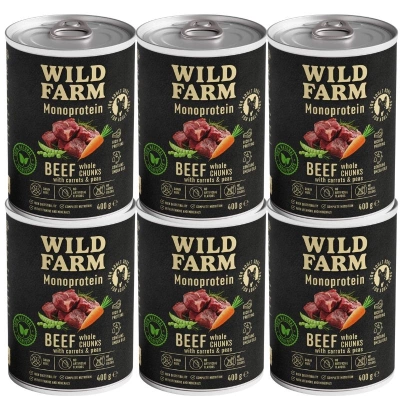 Wild Farm Monoprotein Beef 6x400g hypoallergeen hondenvoer