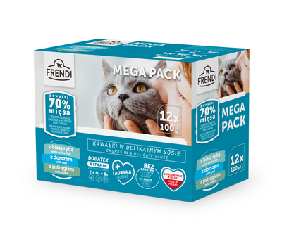 Frendi kattenzakjes (witte vis/orchidee/forel) 12x100g