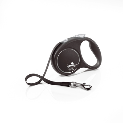 Flexi leash Black Design L Tape 5m tot 50kg Zwart