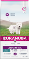Eukanuba Daily Care Adult Sensitive Skin 12kg + GRATIS een verrassing voor je hond!