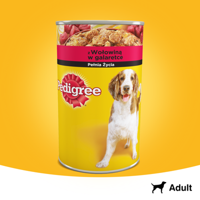 Pedigree Natvoer voor Volwassen Honden met Rundvlees Jell-O 6x1200g
