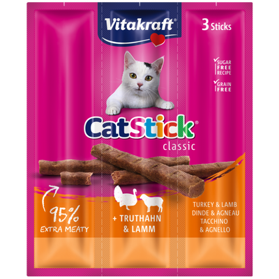 Vitakraft Cat Stick Mini Kabanosy Kalkoen met Lam 3x18g