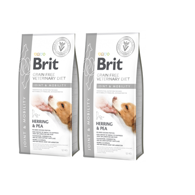 Brit Grain Free Veterinary Diet Hond Gewrichten & Mobiliteit Haring met Erwten 2x12kg