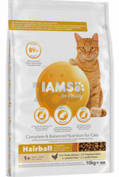 IAMS-Dry voeding voor Vitality Hairball voor volwassen en senior katten, met kip 10kg