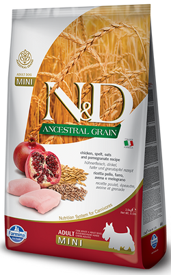 Farmina N&D Ancestral Grain Canine Adult Mini Kip & Granaatappel 7kg