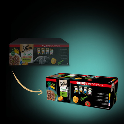 SHEBA Nature's Collection Flavour Selection 40x85 g - Complete natte voeding voor volwassen katten, in saus