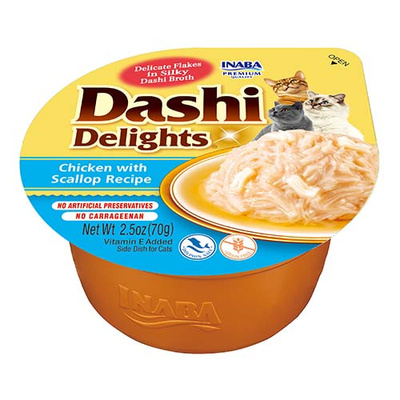Inaba DASHI aanvullend kattenvoer - bouillon met kip- en sint-jakobsschelpsmaak 70 g 