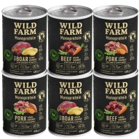 Wild Farm Monoprotein Beef 6x400g hypoallergeen hondenvoer MIX