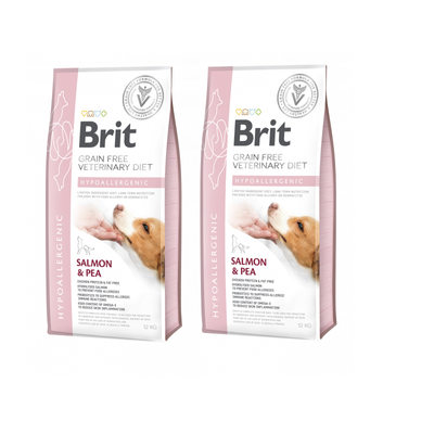 Brit Grain Free Veterinary Diet Hypoallergenic Zalm met Erwten 2x12kg