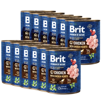 Brit Premium By Nature Kip met Kippenhartjes 12x800g