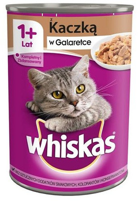 WHISKAS Nat Kattenvoer 1+ met Eend in Gelei 12x400g