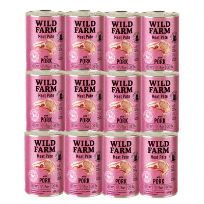 WILD FARM Pate Pork 12x400g - glutenvrij kattenvoer