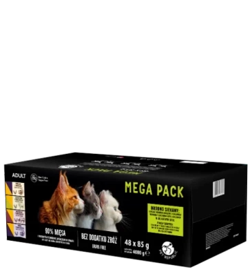 PetRepublic nat kattenvoer brokjes in fijne saus MIX vleessmaken 48x85g + VERRASSING VOOR DE KAT