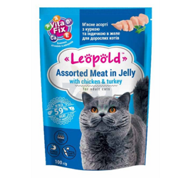 Leopold kip en kalkoen gelei voor katten 100g