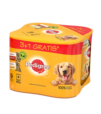 Pedigree Adult 3+1 blik natvoer voor honden (2x kip, 2x rund) 4x400g