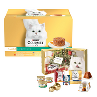 Purina Gourmet Gold Kattenvoer Hartige Taart 48 x 85 g + Purina® Gourmet™ - Kerstfeest voor de katachtige fijnproever - adventskalender