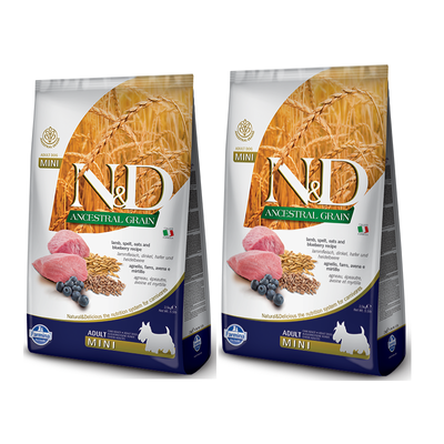 Farmina N&D Ancestral Grain Canine Adult Mini Lamb & Blueberry 2x7kg