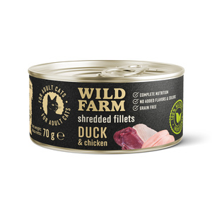 WILD FARM Fillets Duck&Chicken 70g - graanvrij nat kattenvoer in bouillon