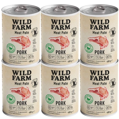 Wild Farm Pate Varkensvlees 6x400g glutenvrij hondenvoer
