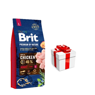 Brit Premium By Nature Adult L met Kip 15kg + GRATIS een verrassing voor je hond!