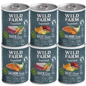 Wild Farm Superfood Rund 6x400g graanvrij hondenvoer MIX