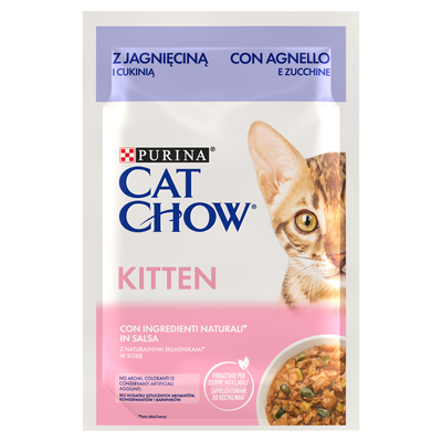CAT CHOW Kittenvoer met lam en courgette in saus 85g - 20 PACKS + 6 GRATIS !!! + Groominghandschoen - Cat Chow GRATIS 