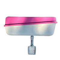 Roze kattenbak met spatel 20cm x 35xm x 50cm