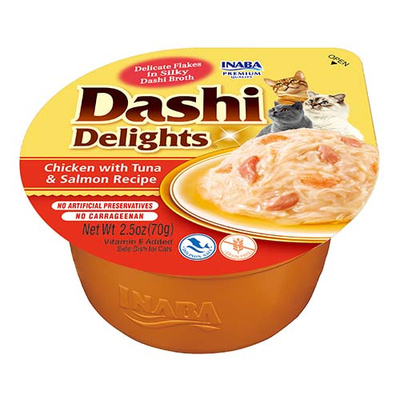 Inaba DASHI aanvullend kattenvoer - bouillon met kip-, tonijn- en zalmsmaak 70 g