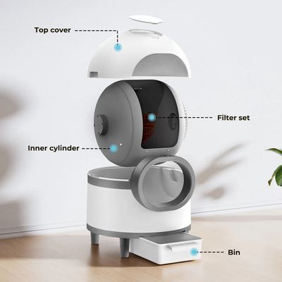 Slimme zelfreinigende kattenbak smart wifi apka 60l (54 x 54 x 63 cm)