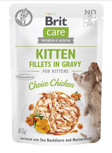 BRIT CARE Kittenfilets in Jus Choice Kip Verrijkt met Duindoorn en Nasturtium 85g