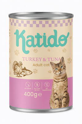 Katido Nat Kattenvoer Kalkoen met Tonijn 6x400g