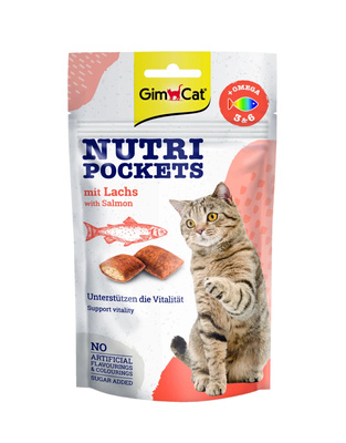 GIMCAT NUTRI POCKETS Zalm snack met Omega 3&6 60g