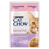CAT CHOW Sensitive Kattenvoer met Zalm en Courgette in Saus 85g - 20 SIZEN + 6 GRATIS !!!