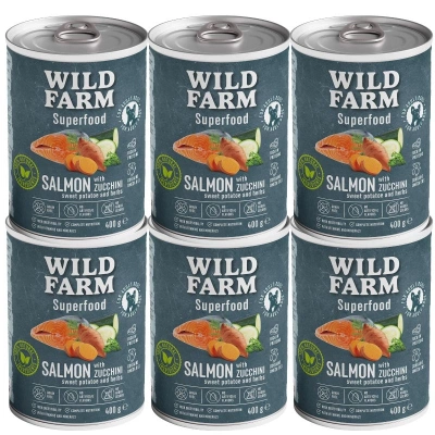 Wild Farm Superfood Zalm 6x400g graanvrij hondenvoer