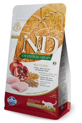 Farmina N&D Ancestral Grain Feline Gecastreerde Kip&Pompelgranaat 5kg